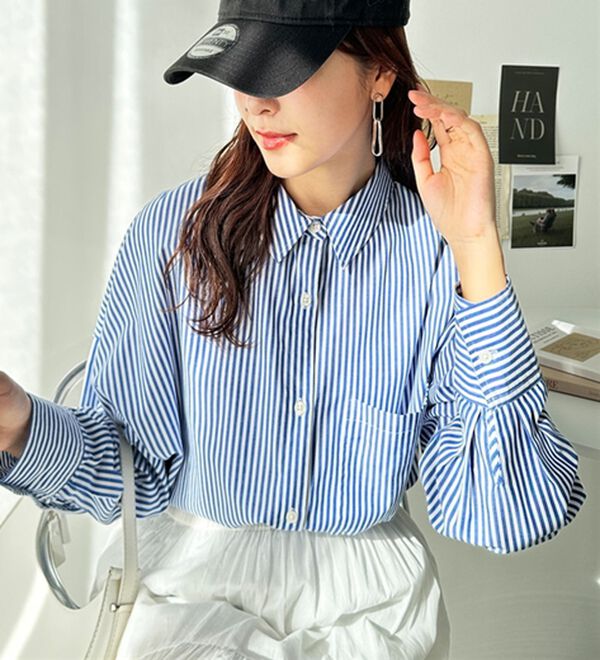 GeeRA（ジーラ）の「アソート柄オーバーサイズシャツ（シャツ）」｜ブルー