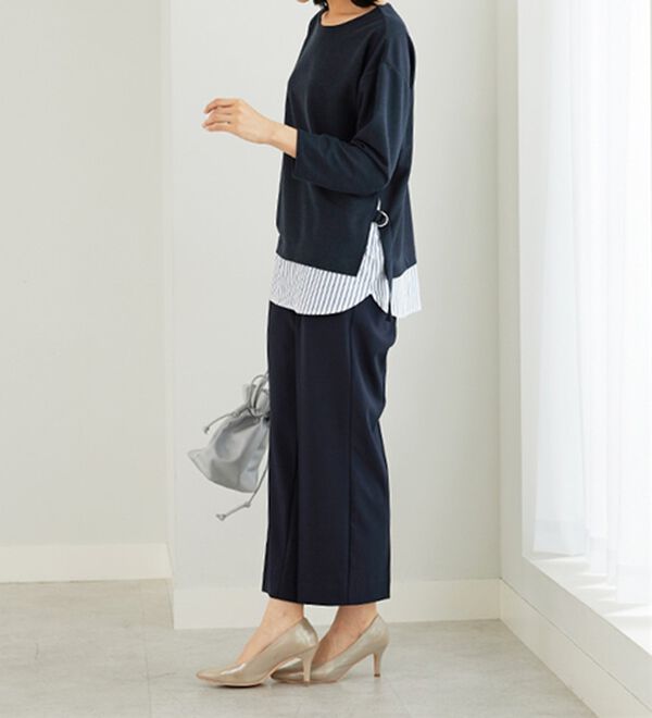 BELLUNA（ベルーナ）の「 ラメストライプシャツフェイクチュニック（チュニック）」｜詳細画像