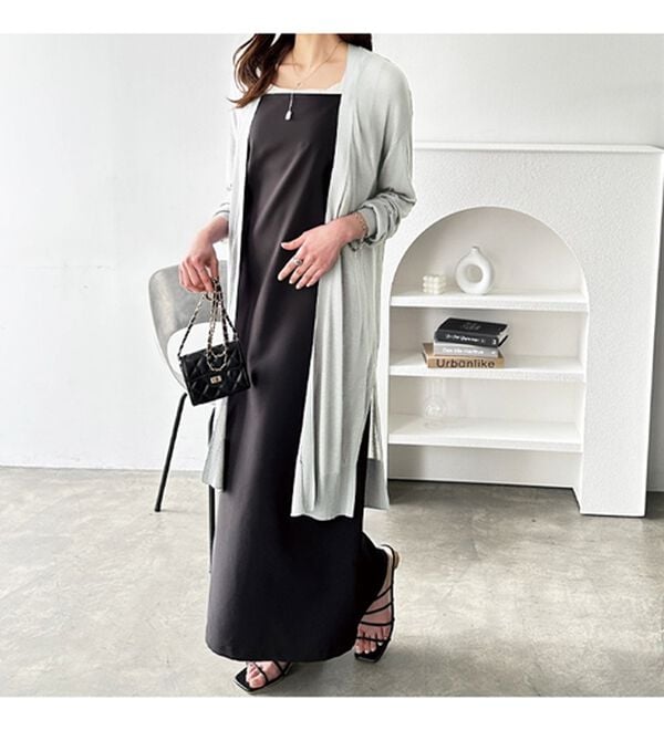 GeeRA（ジーラ）の「【3つの機能付】ロングニットカーディガン（ミディ丈）（ニットカーディガン）」｜詳細画像