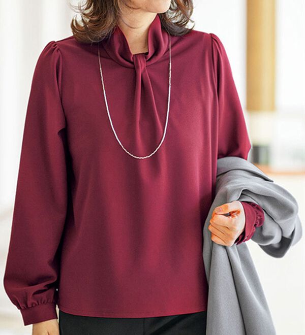 BELLUNA（ベルーナ）の「伸び伸び！タイ風デザインブラウス（ブラウス）」｜詳細画像