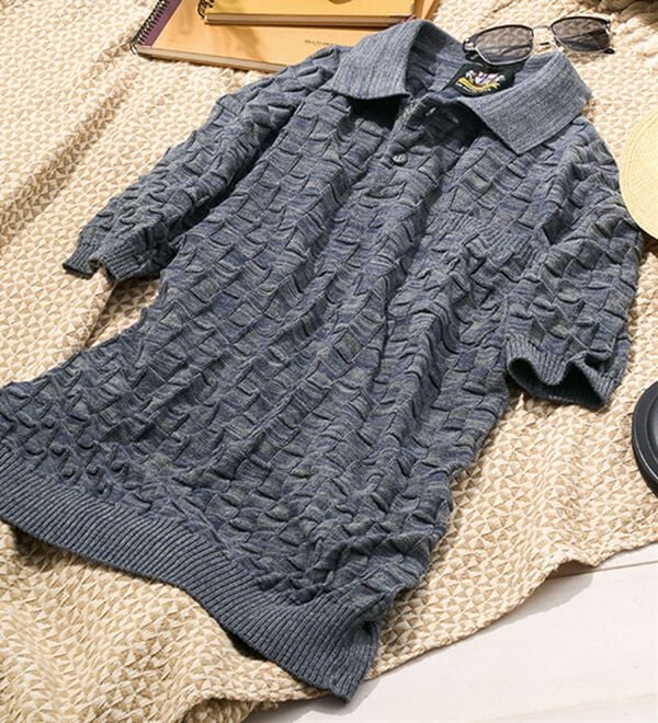 「＜ヘリンボーンクラブ＞日本製市松模様ポロシャツ（メンズポロシャツ）」｜詳細画像