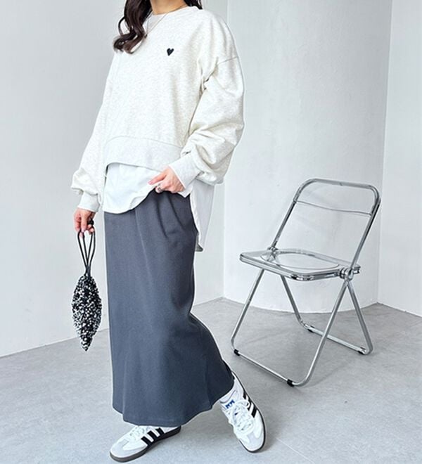 GeeRA（ジーラ）の「【着回し力◎】楽ちんすっきり見え！リブロングスカート（ロングスカート）」｜詳細画像