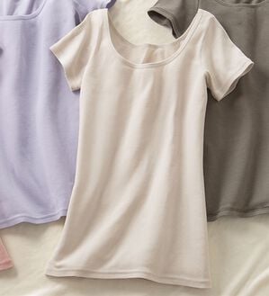 「素肌よろこぶオーガニックコットンフレンチ袖（肌着・インナーウェア）」｜グレージュ