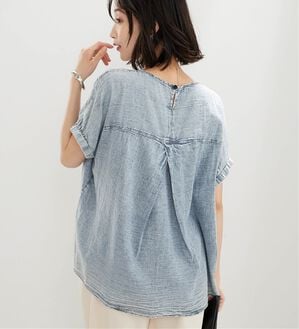BELLUNA（ベルーナ）の「シアーデニム素材ゆったりブラウス（ブラウス）」｜詳細画像
