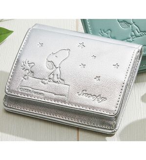 「スヌーピー　小銭が見やすい本革コンパクト財布（財布・パスケース）」｜シルバー