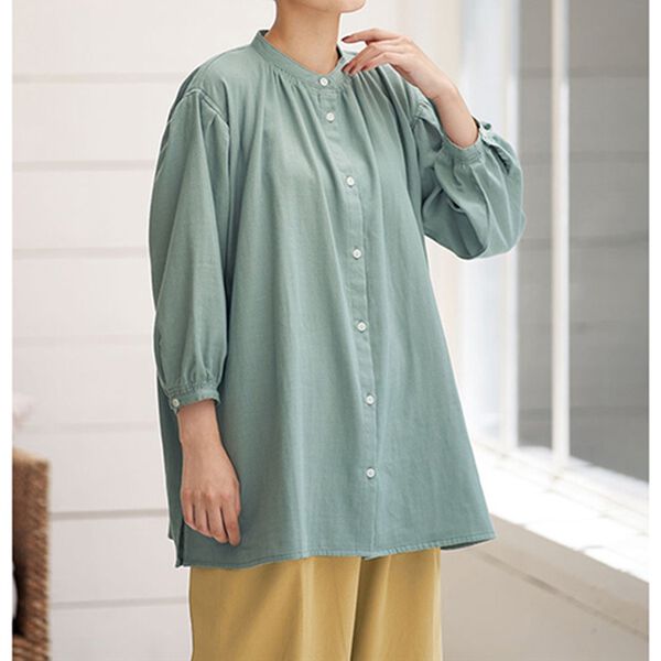 BELLUNA（ベルーナ）の「綿１００％ゆったりバンドカラーブラウス（ブラウス）」｜詳細画像