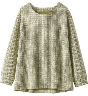 BELLUNA（ベルーナ）の「ツイード調肩ボタンデザインプルオーバー（カットソー）」｜ベージュ系