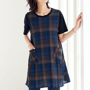 綿混楊柳素材ノースリーブチュニック - ベルーナ【公式】