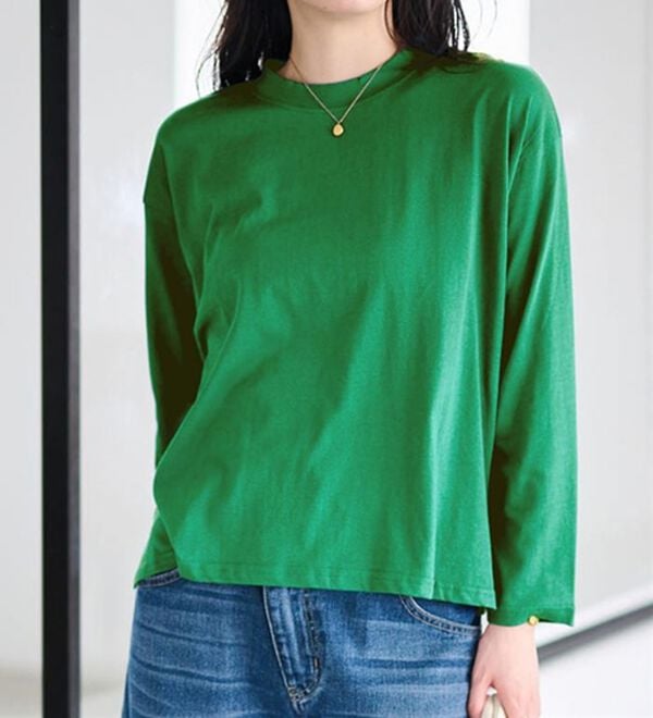 RANAN（ラナン）の「【選べる袖丈】＜BC＞綿100％プチハイネックＴシャツ（カットソー）」｜詳細画像