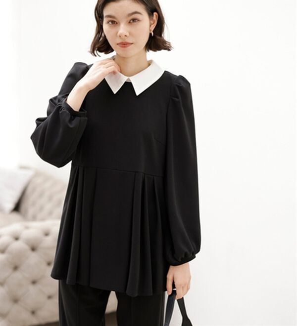 GeeRA（ジーラ）の「【２点セット】２ＷＡＹプリーツ切替ブラウスセットアップ（ブラウススーツ）」｜詳細画像