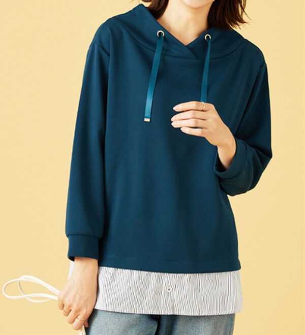 BELLUNA（ベルーナ）の「ワイドネックデザインシャツ切替チュニック（チュニック）」｜詳細画像