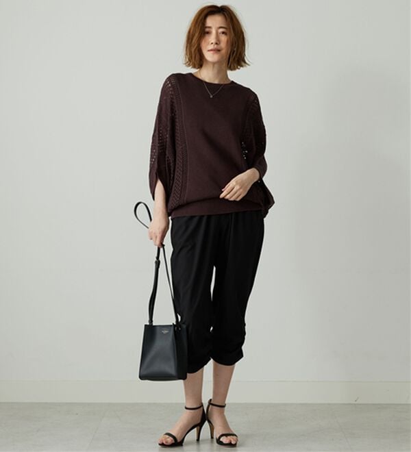 「【接触冷感/UVカット/吸水速乾/軽量】ヒンヤリ＆速乾！裾くしゅクロップドパンツ（クロップドパンツ）」｜詳細画像