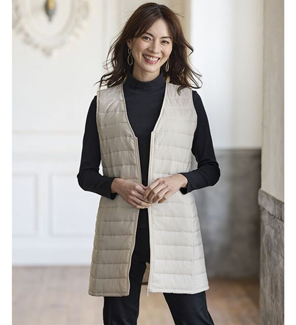 BELLUNA（ベルーナ）の「おしゃれの主役！蓄熱中わたベスト付配色コート（ハーフコート）」｜詳細画像
