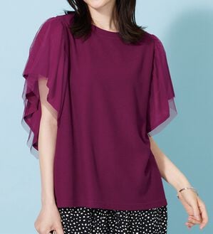 BELLUNA（ベルーナ）の「チュール使いフリル袖プルオーバー（カットソー）」｜詳細画像