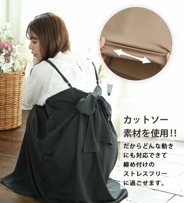 A HAPPY MARILYN（アハッピーマリリン）の「【Ｌ～６Ｌ】スポッと着られる！バックリボンｏｒ肩フリルから選べるバックデザインワンピ－ス（ジャンパースカート）」｜詳細画像