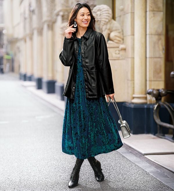 BELLUNA（ベルーナ）の「柔らかフェイクレザー衿付きジャケット（その他ジャケット）」｜詳細画像