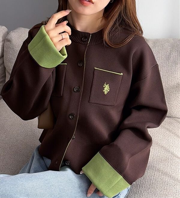 RANAN（ラナン）の「＜U.S.POLO ASSN.＞Ｗフェイスバイカラーカーディガン（ニットカーディガン）」｜詳細画像