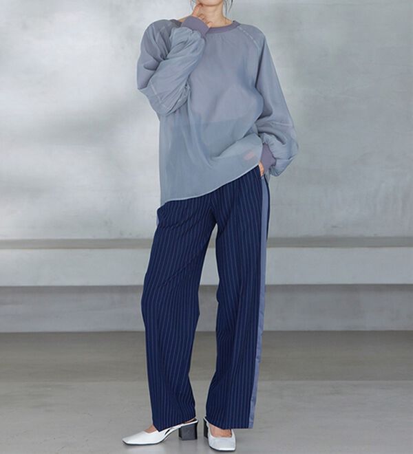 RANAN（ラナン）の「裏起毛シアー素材レイヤードスウェット（カットソー）」｜詳細画像