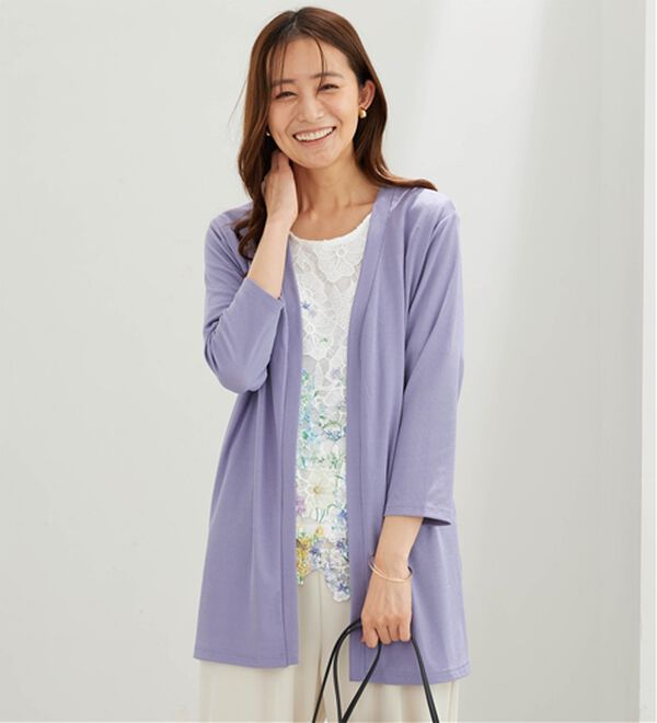 BELLUNA（ベルーナ）の「彩り花柄レースカーディガンアンサンブル（アンサンブル）」｜パープル