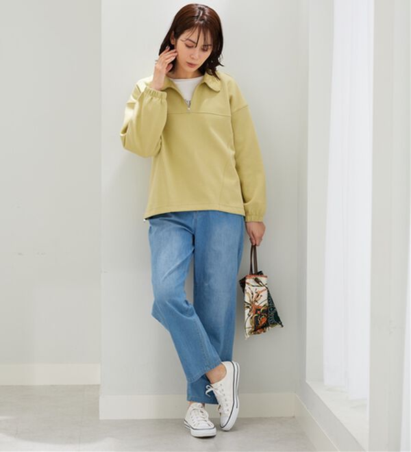 BELLUNA（ベルーナ）の「異素材使いハーフジッププルオーバー（カットソー）」｜詳細画像