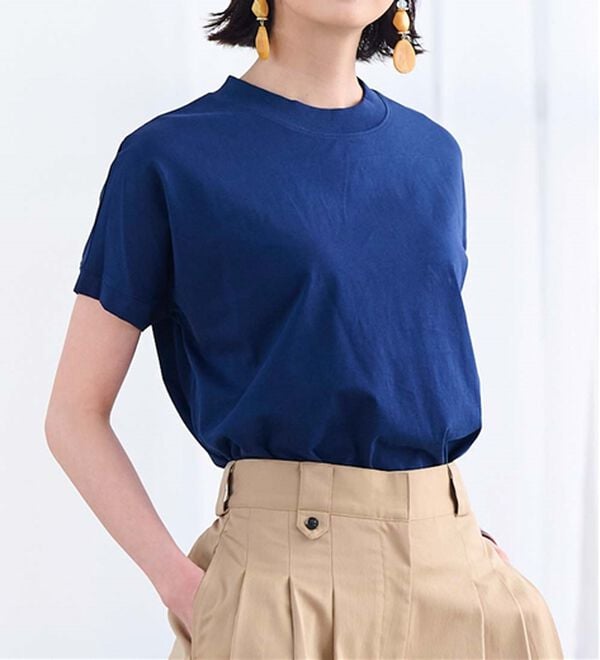 RANAN（ラナン）の「【選べる袖丈】＜BC＞綿100％プチハイネックＴシャツ（カットソー）」｜詳細画像