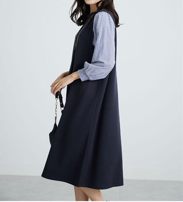 BELLUNA（ベルーナ）の「袖切替デザインハイネックワンピース（カットソーワンピース）」｜詳細画像