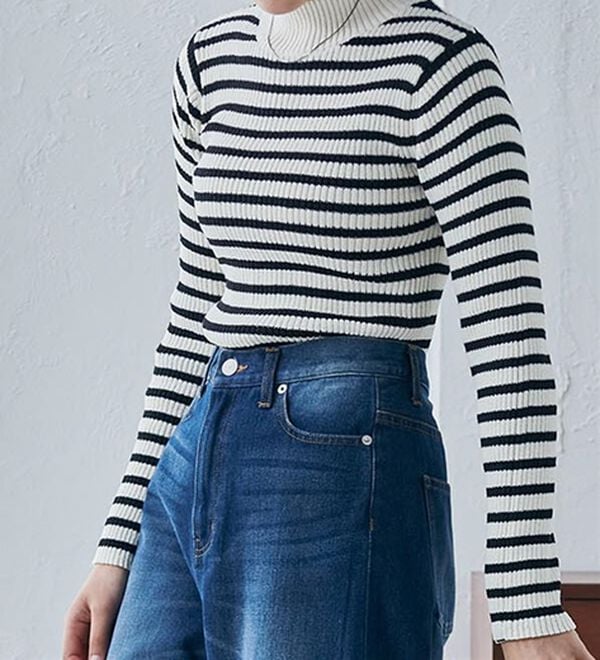 RANAN（ラナン）の「もちもちリブパイピングハイネックニット（ニット・セーター）」｜詳細画像