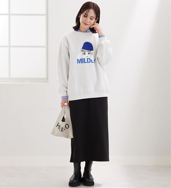 BELLUNA（ベルーナ）の「ニット帽ネコ裏起毛プルオーバー（カットソー）」｜詳細画像