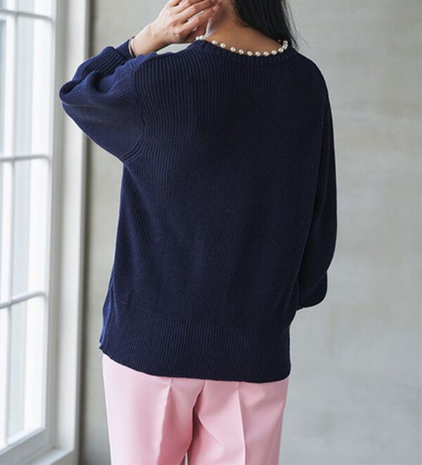 RANAN（ラナン）の「パール調チャーム付あぜ編ニット（ニット・セーター）」｜詳細画像