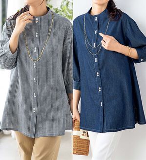 ルフラン（ルフラン）の「【２色組】ボトルネック夏素材ブラウス（ブラウス）」｜詳細画像