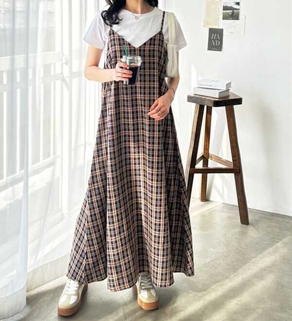 GeeRA（ジーラ）の「チェックフレアーキャミワンピース（その他ワンピース）」｜詳細画像