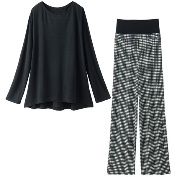 YU'NOW（ユナウ）の「【上下２点セット】ゆったりレーヨンブレンドハラマキパジャマ（パジャマ・ルームウェア）」｜詳細画像