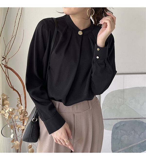 GeeRA（ジーラ）の「ビッグ釦バンドカラーブラウス（ブラウス）」｜詳細画像