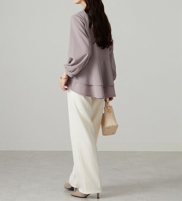 BELLUNA（ベルーナ）の「【再入荷】ボリューム袖美人顔バックフレアーＴブラウス（ブラウス）」｜詳細画像