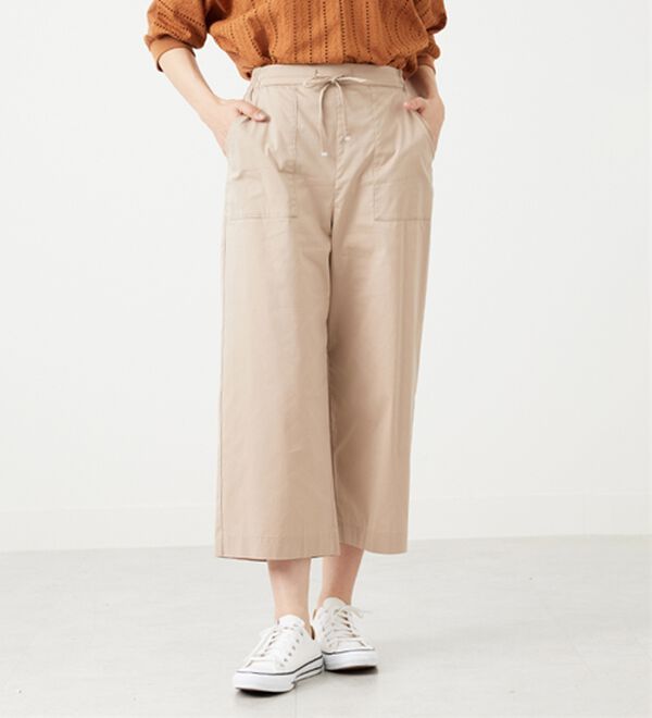 BELLUNA（ベルーナ）の「【店舗・ネット限定】サラリ綿混ベイカーワイドパンツ（ワイドパンツ・ガウチョ）」｜詳細画像