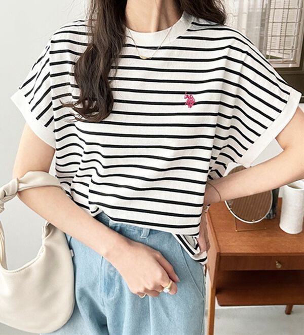 GeeRA（ジーラ）の「【新色追加】【ＵＳ．ＰＯＬＯ．ＡＳＳＮ】綿100％フレンチスリーブＴシャツ（Tシャツ）」｜詳細画像