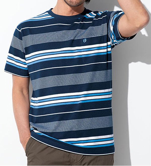 「＜ハンテン＞マルチボーダーＴシャツ（メンズＴシャツ）」｜詳細画像