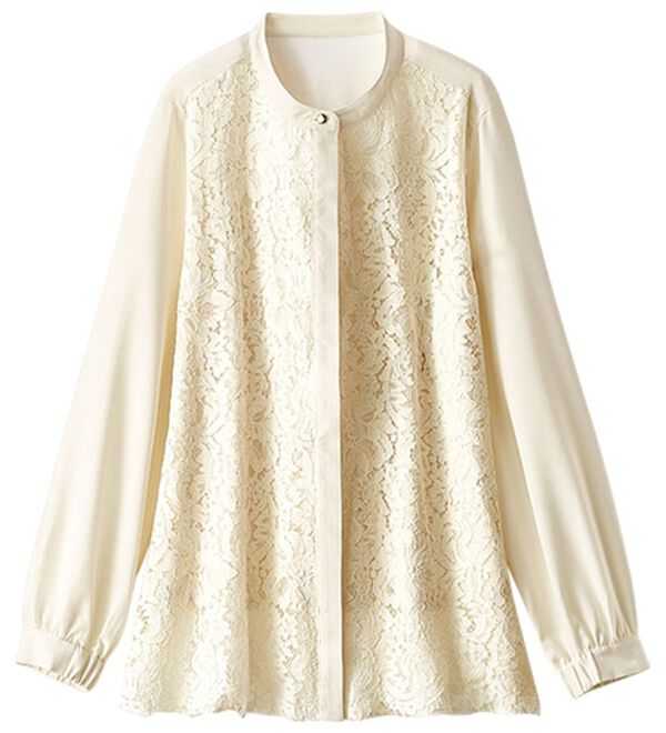 BELLUNA（ベルーナ）の「上品スカラップレース使いシャツチュニック（チュニック）」｜詳細画像
