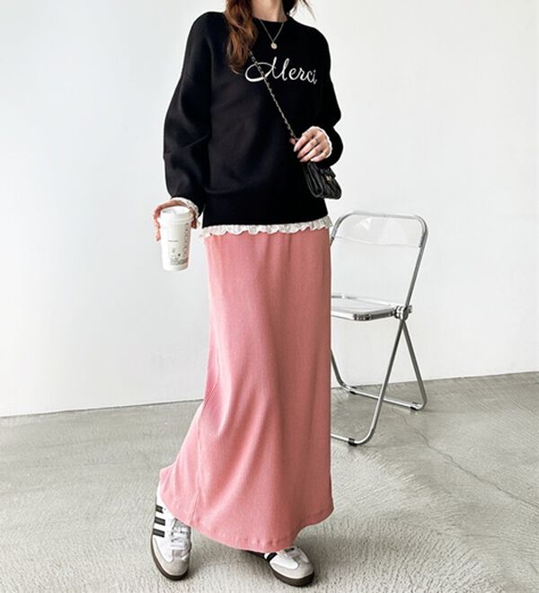 GeeRA（ジーラ）の「【着回し力◎】楽ちんすっきり見え！リブロングスカート（ロングスカート）」｜詳細画像