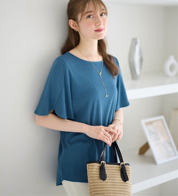 alotta（アロッタ）の「【4つの機能付】ひんやりチューリップ袖ブラウスTシャツ（カットソー）」｜詳細画像