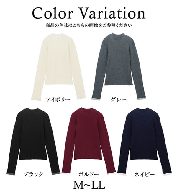 RANAN（ラナン）の「【春色追加】シアーフリル袖ハイネックリブニット（ニット・セーター）」｜詳細画像