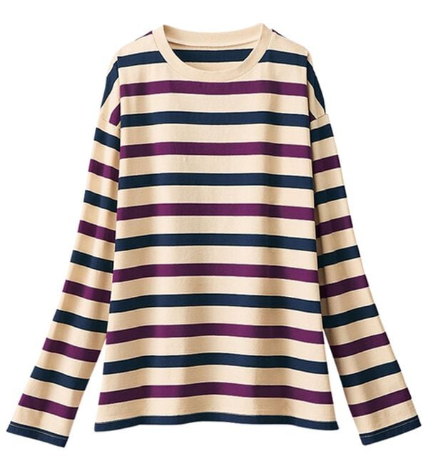 BELLUNA（ベルーナ）の「綿１００％配色ボーダープルオーバー（カットソー）」｜詳細画像