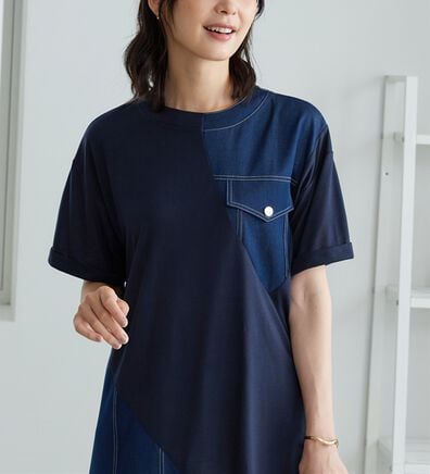 BELLUNA（ベルーナ）の「デニム切替デザインチュニック（チュニック）」