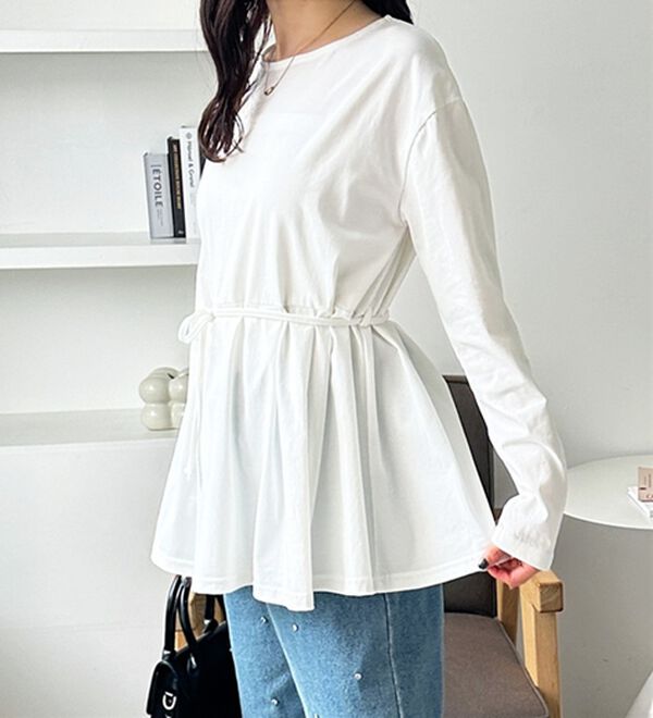 GeeRA（ジーラ）の「リボン付きペプラムカットソー（カットソー）」｜詳細画像