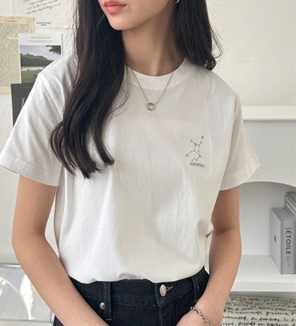 GeeRA（ジーラ）の「綿１００％アソート１ポイント刺しゅうＴシャツ（カットソー）」｜詳細画像