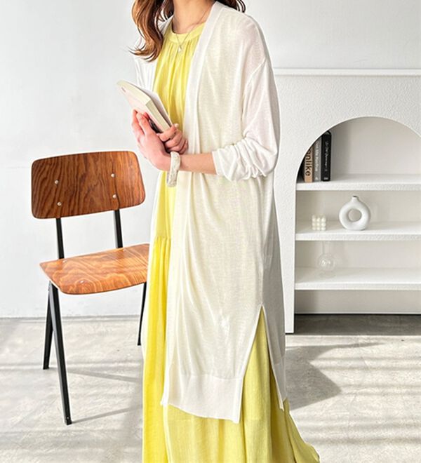 GeeRA（ジーラ）の「【3つの機能付】ロングニットカーディガン（ミディ丈）（ニットカーディガン）」｜詳細画像