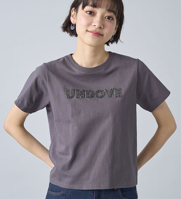 BELLUNA（ベルーナ）の「【UNDOVE】綿１００％ツイードロゴショート丈Ｔシャツ（Tシャツ）」｜詳細画像