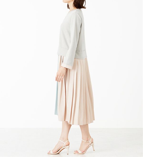 BELLUNA（ベルーナ）の「【Ｌａｇｒｉｌｕａ】配色プリーツ使いドッキングワンピース（ドッキングワンピース）」｜詳細画像