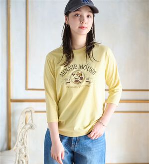 BELLUNA（ベルーナ）の「＜Ｄｉｓｎｅｙ＞【ミニー】プリント7分袖Tシャツ（Tシャツ）」｜イエロー