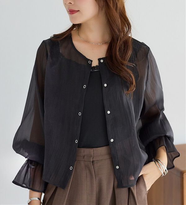 alotta（アロッタ）の「シアーブラウスカーディガン（その他カーディガン）」｜ブラック